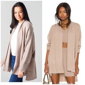 Frame Cashmere Draped Cardigan in Mushroom Heather